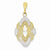 14k Gold & Rhodium Diamond-cut Filigree Scallop Oval Pendant, Pendants for Necklace