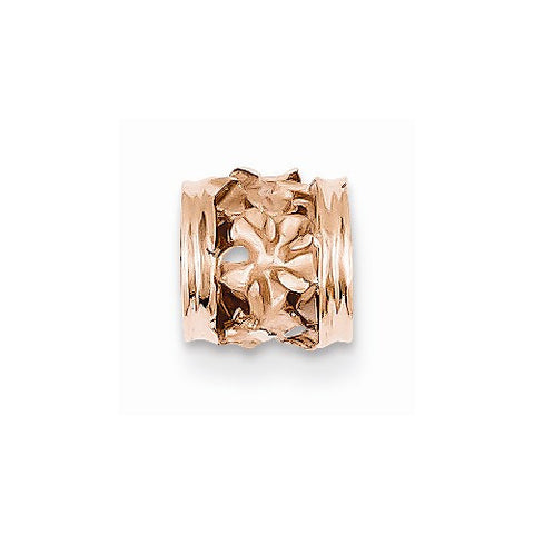14k Rose Gold Diamond-cut Mini Plumeria Barrel Chain Slide Pendant, Pendants for Necklace