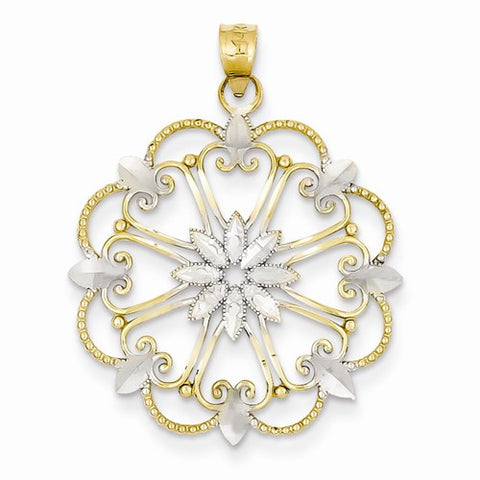 14k Gold & Rhodium Starburst Pendant, Pendants for Necklace