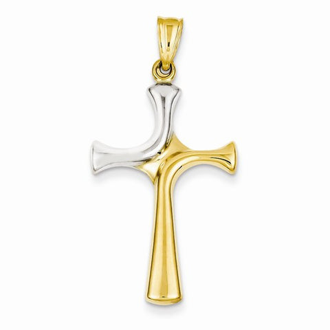 14k Gold w/Rhodium Fancy Cross Pendant, Pendants for Necklace