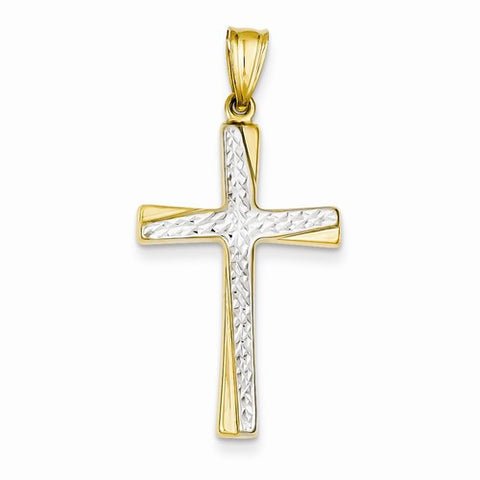 14k Gold w/Rhodium Diamond-cut Cross Pendant, Adorable Pendants for Necklace