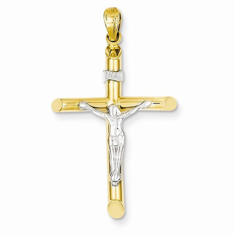 14k Gold Two-tone Hollow Crucifix pendant, Beautiful Pendants for Necklace