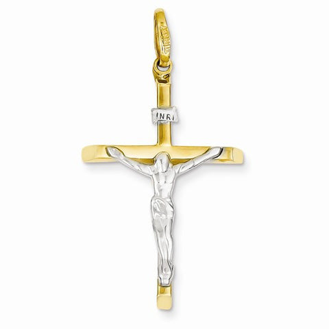 14k Gold Two-tone Crucifix Pendant, Delightful Pendants for Necklace