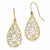 14k Yellow Gold Rhodium Diamond-cut Filigree Teardrop Wire Earrings