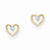14k Yellow Gold Rhodium Bead in Heart Post Earring, Jewelry Earrings