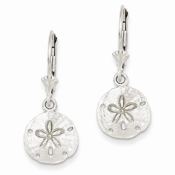 14k White Gold S& Dollar Leverback Earrings