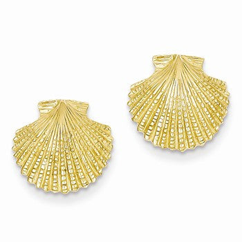 14k Yellow Gold Scallop Shell Post Earrings
