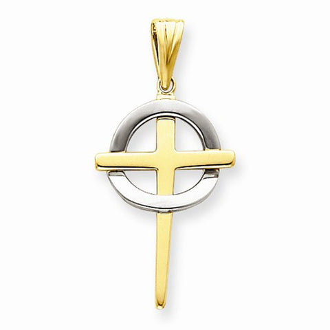 14k Gold Two-tone Celtic Cross Pendant, Pendants for Necklace