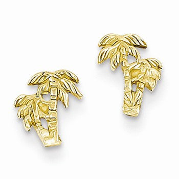 14k Yellow Gold Double Palm Tree Post Earrings