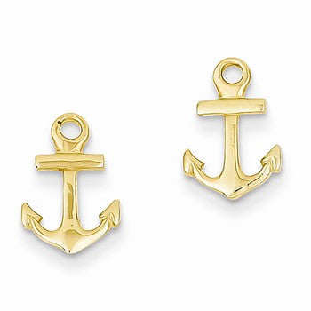 14k Yellow Gold Anchor Post Earrings