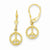14k Yellow Gold Peace Symbol Leverback Earrings