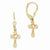 14k Two-tone Heart on Cross Leverback Earrings