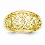 14k Yellow Gold Fleur-De-Lis Tapered Ring
