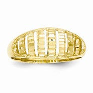 14k Yellow Gold Vertical Diamond-cut Striped Dome Ring