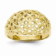 14k Yellow Gold Basket Diamond-cut Style Dome Ring