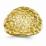 14k Yellow Gold Diamond-cut Sunburst Dome Ring