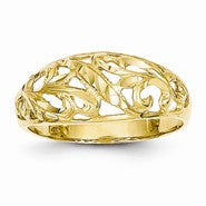 14k Yellow Gold Paisley Diamond-cut Design Dome Ring