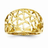 14k Yellow Gold Diamond-cut Triangle Cut-out Pattern Dome Ring