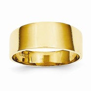 14k Yellow Gold 8mm Flat-top Tapered Cigar Band Ring