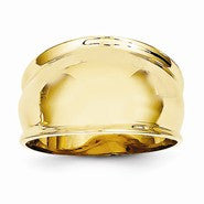 14k Yellow Gold Ridge-edged Dome Ring