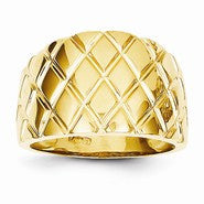 14k Yellow Gold Marquise Pattern Dome Ring