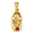 3-D July/Ruby Engraveable Baby Shoe Charm in 14k Gold