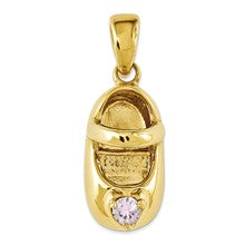 14k Gold 3-D June Engraveable Baby Shoe Charm hide-image