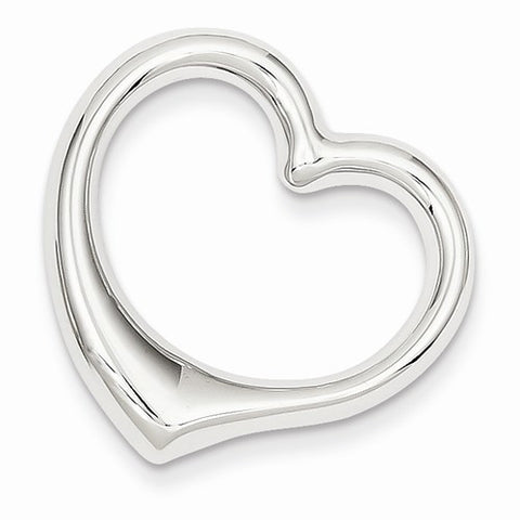 14k White Gold Heart Hollow Slide Pendant, Pendants for Necklace