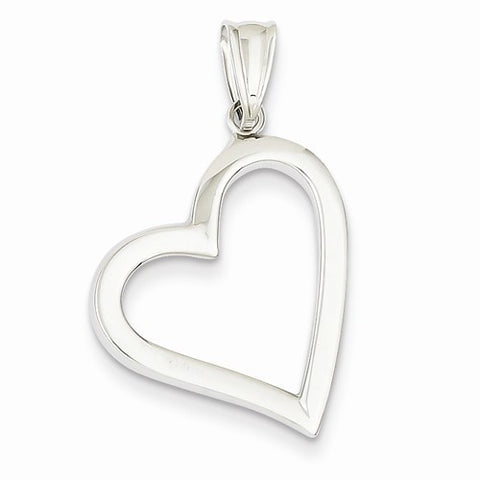 14k White Gold Polished Hollow Heart pendant, Classy Pendants for Necklace