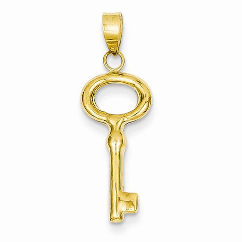 14k Gold Puff Round Top Key Pendant, Pendants for Necklace