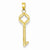 14k Gold Clover Top Puff Round Key Pendant, Pendants for Necklace