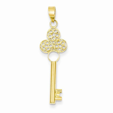 14k Gold Key with Top Open Circle Tube Pendant, Pendants for Necklace