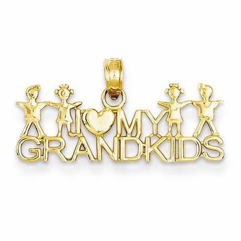 14k Gold I Love My Grandkids Pendant, Pendants for Necklace