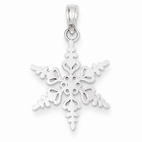14k White Gold Snowflake Pendant, Dazzling Pendants for Necklace