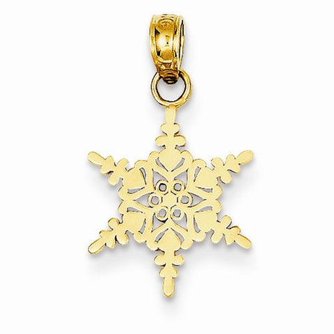 14k Gold Small Snowflake Pendant, Pendants for Necklace