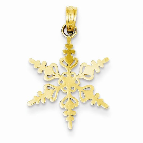 14k Gold Polished Snowflake Pendant, Pendants for Necklace