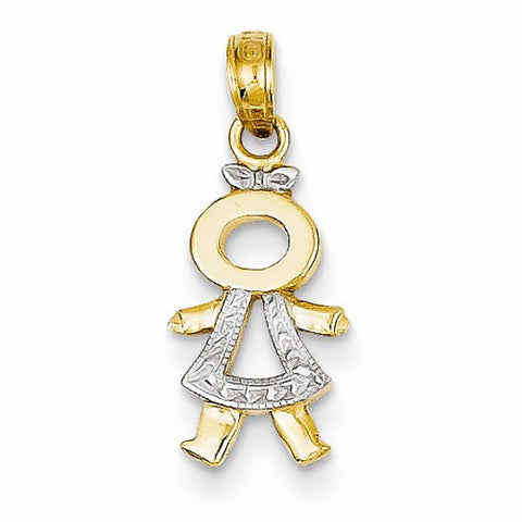 14k Gold & Rhodium Girl pendant, Delightful Pendants for Necklace
