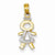 14k Gold & Rhodium Girl pendant, Delightful Pendants for Necklace