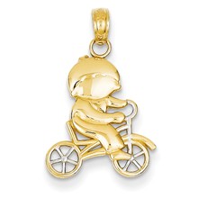 14k Gold with Rhodium Diamond Cut Boy Charm hide-image