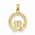 14k Gold Satin Diamond-cut Flat-Backed Claddagh Pendant, Pendants for Necklace
