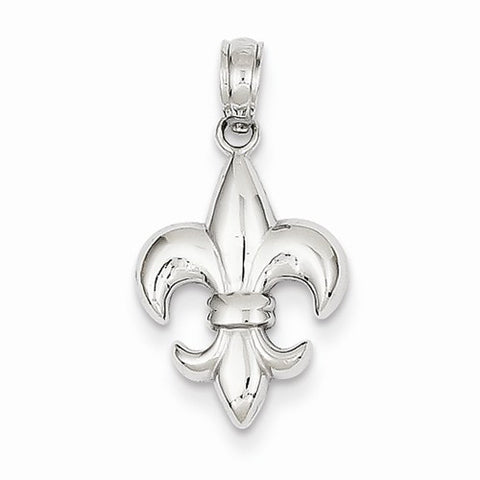14k White Gold Polished Fleur De Lis Pendant, Pendants for Necklace