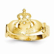 14k Yellow Gold Polished Claddagh Ring