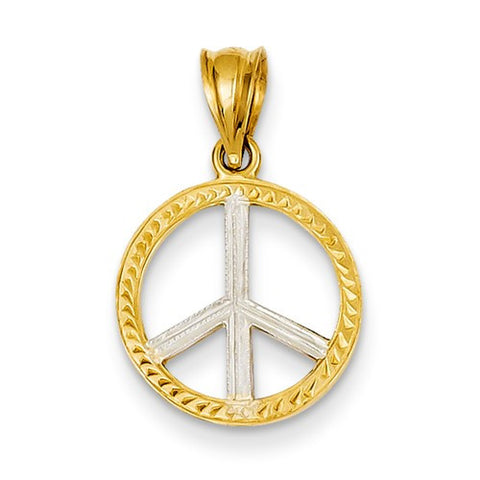 14k Gold & Rhodium Peace Pendant, Pendants for Necklace