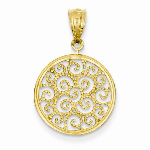 14k Gold Filigree Round Pendant, Pendants for Necklace