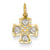 14k Gold Small Polished Cross w/ Rhodium Hearts Charm hide-image