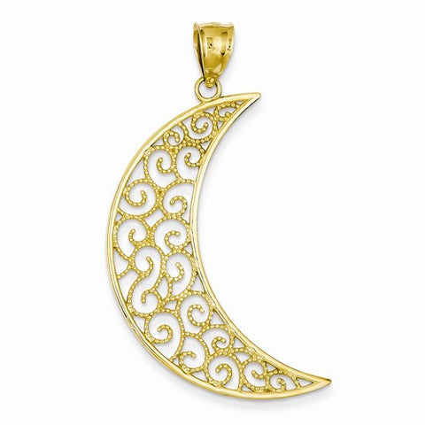 14k Gold Filigree Moon Pendant, Pendants for Necklace