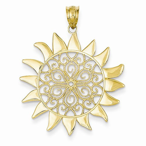 14k Gold Filigree Sun Pendant, Pendants for Necklace