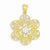 14k Gold & Rhodium Diamond-cut Concave Filigree Flower Pendant, Pendants for Necklace