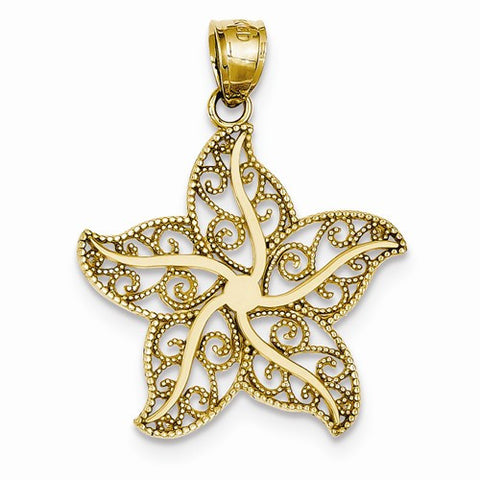 14k Gold Filigree Starfish pendant, Gorgeous Pendants for Necklace
