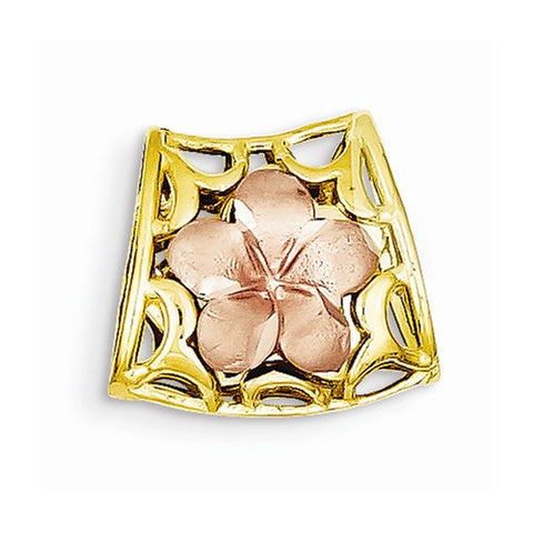 14k Gold Tri color Reversible Plumeria Slide Pendant, Pendants for Necklace